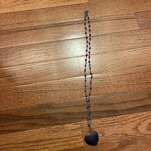 pink and purple beaded heart necklace